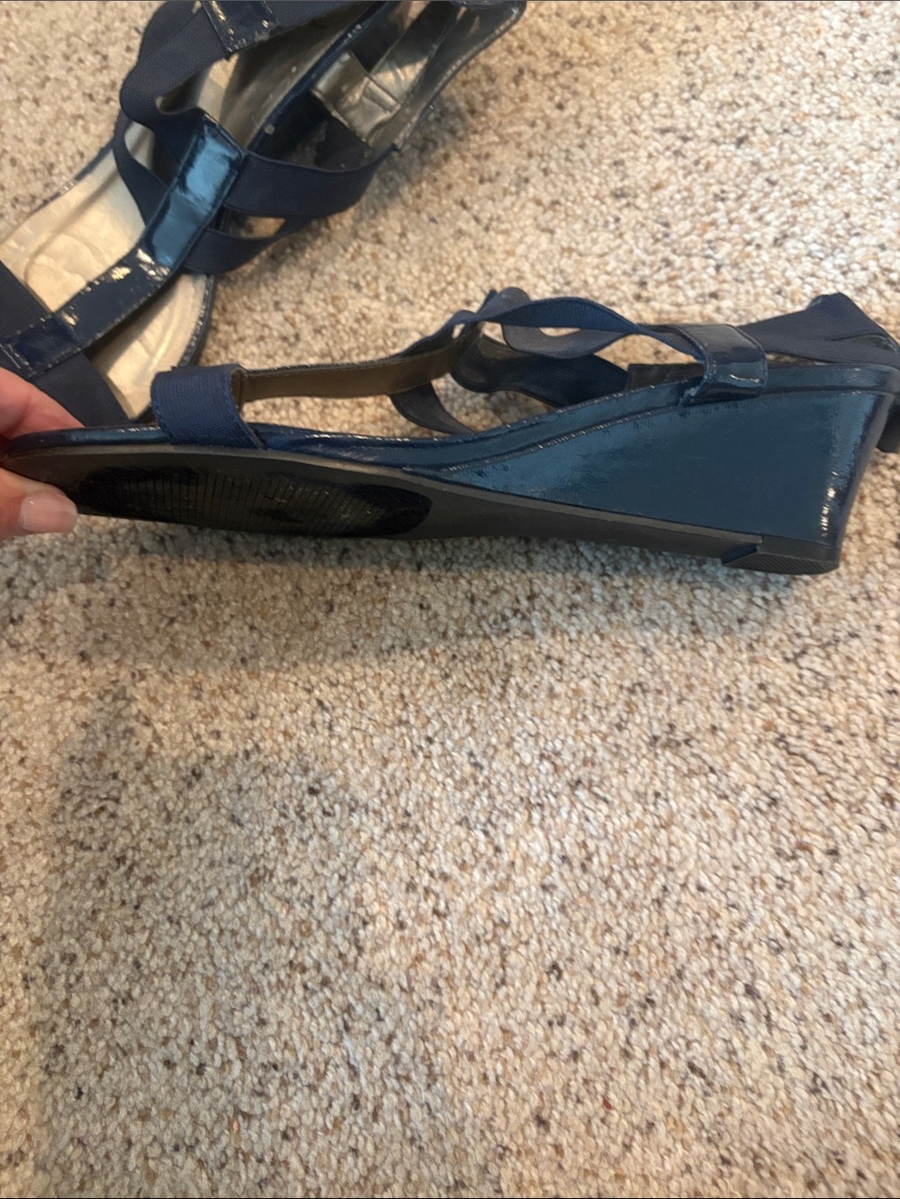 Women’s Navy T-Strap Sandals - Sleek Navy Blue - Picture 3 of 3